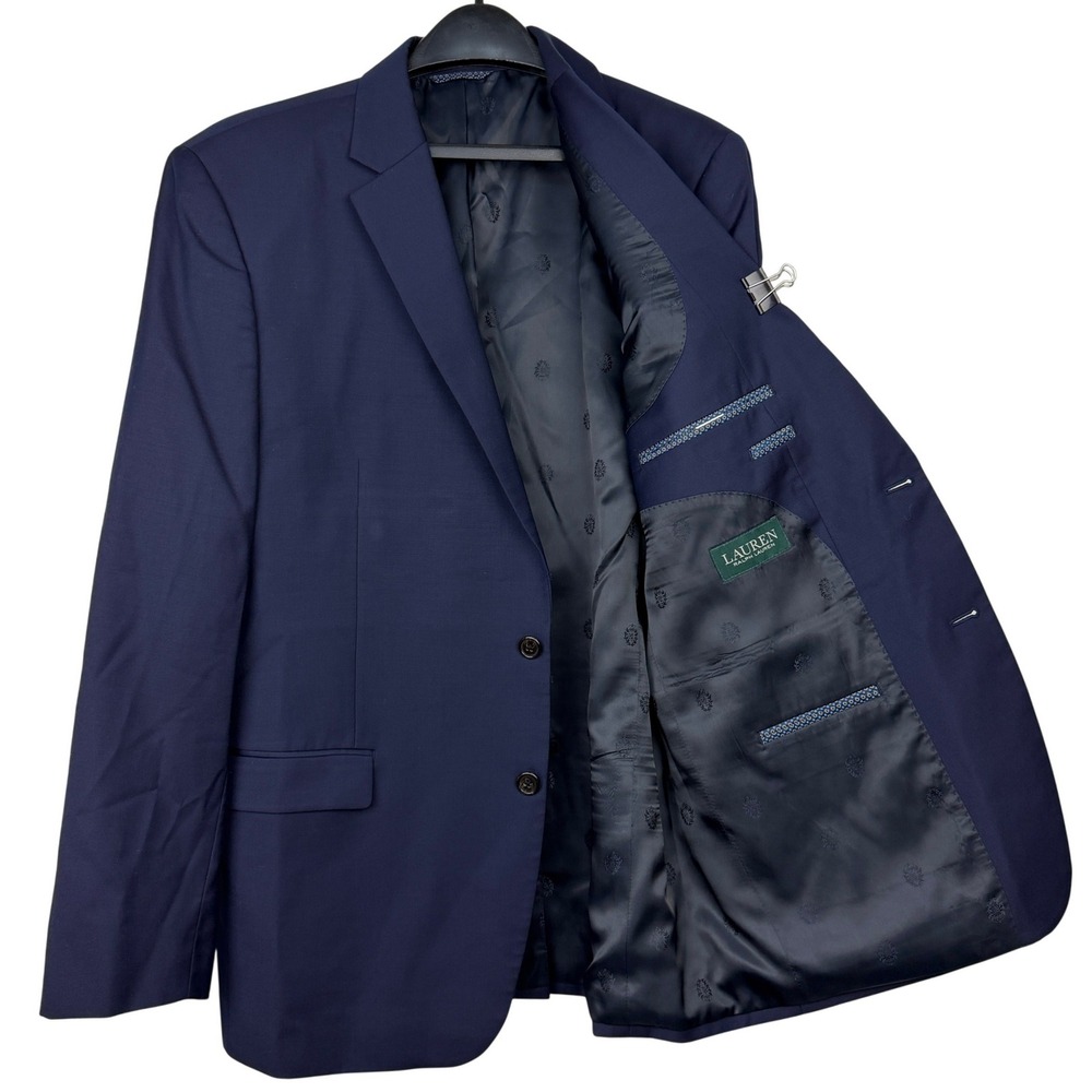 Lauren Ralph Lauren Mens 42L WOOL Stretch Blazer Sport Coat Suit Jacket Navy